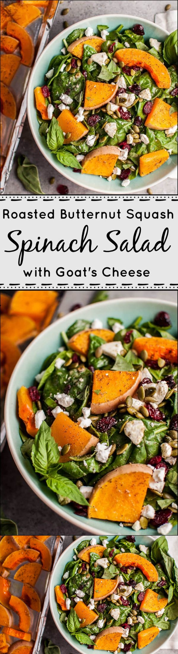 Roasted Butternut Squash Spinach Salad with Goat's Cheese