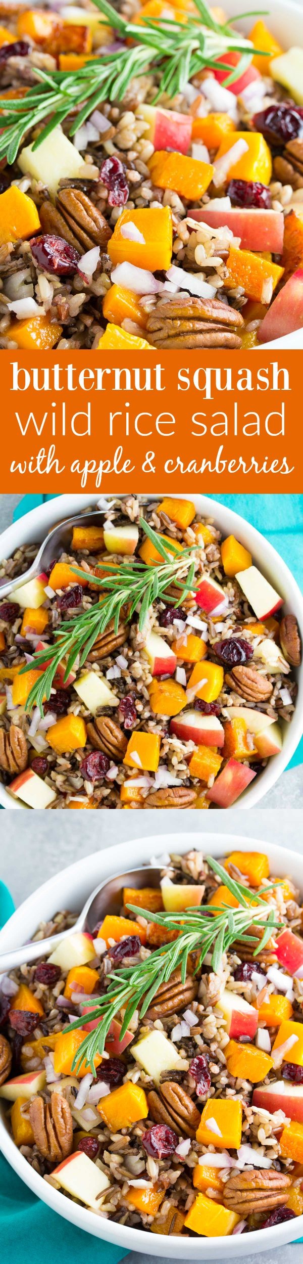 Roasted Butternut Squash Wild Rice Salad with Apple and Cranberries