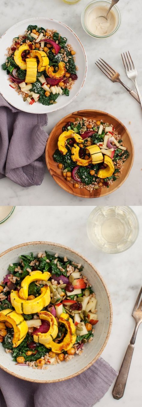 Roasted Delicata Squash Kale Salad