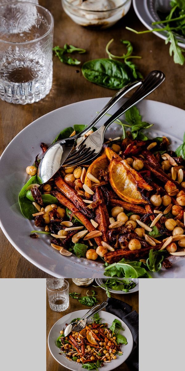 Roasted Moroccan Carrot Salad with chickpeas