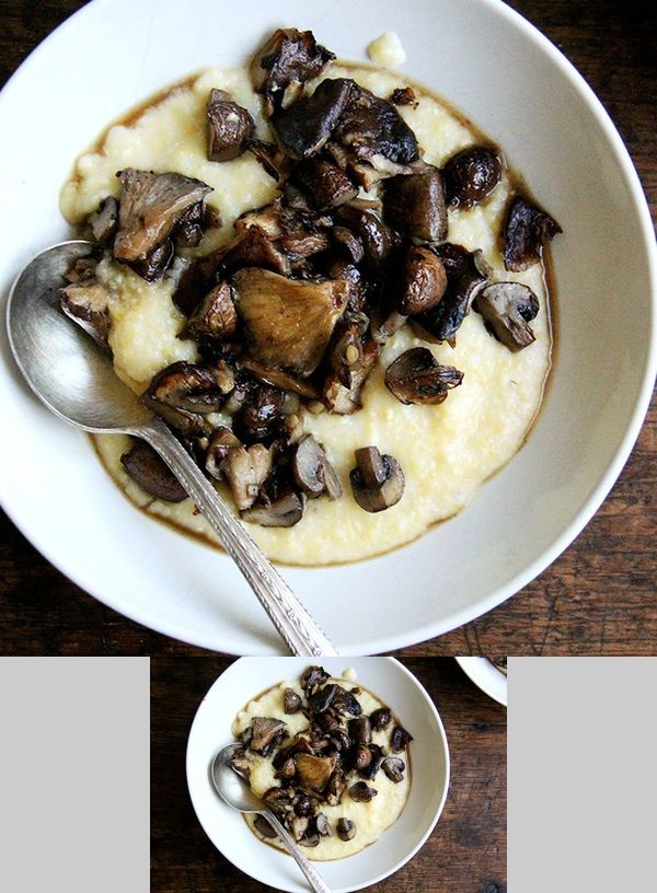 Roasted Mushrooms with Sherry + Creamy Polenta