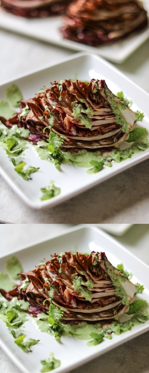 Roasted Radicchio Wedge Salad with Green Goddess Dressing