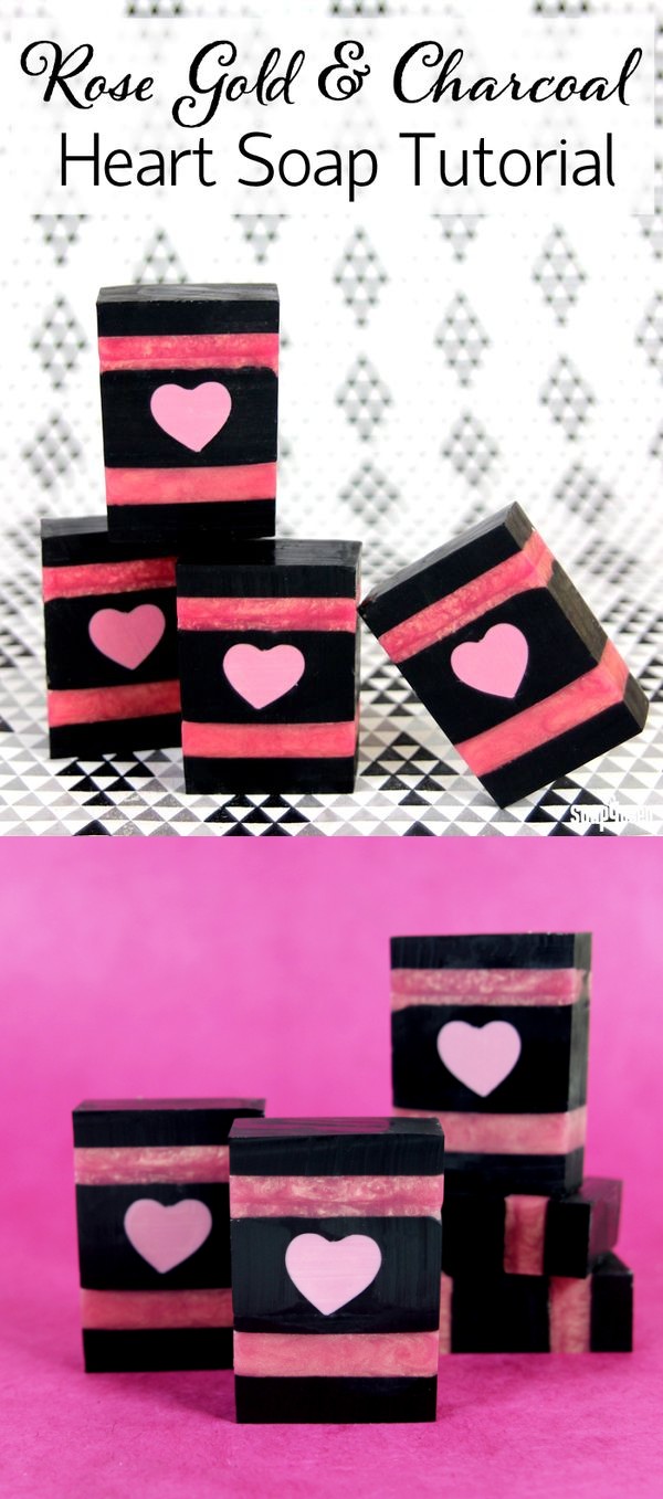 Rose Gold & Charcoal Heart Soap Tutorial