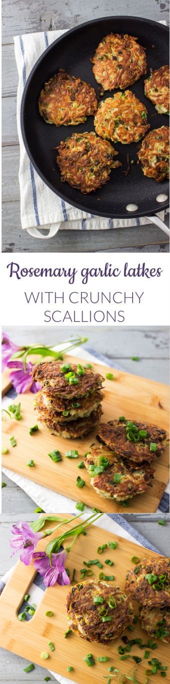 Rosemary garlic latkes with crunchy scallions