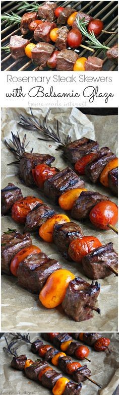 Rosemary Steak Skewers with Balsamic Glaze