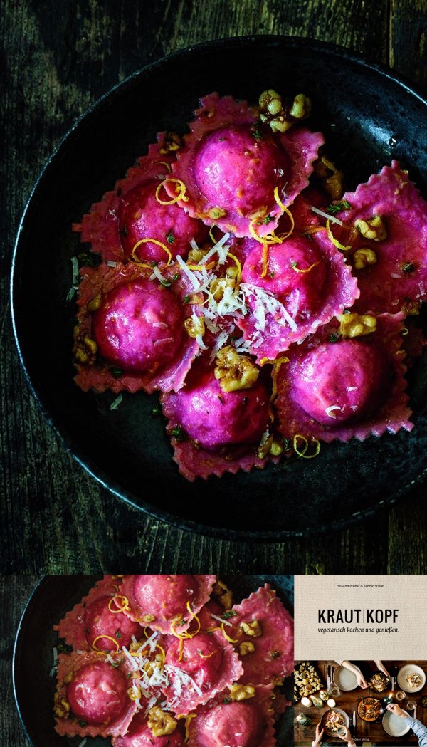 Rote-Beete-Ravioli mit Orangen-Walnuss-Butter