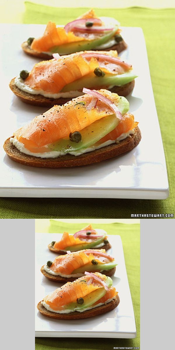 Rye Toasts with Smoked Salmon, Cucumber, and Red Onion