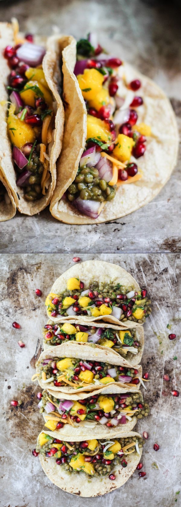 Salsa Verde Lentil Tacos with Mango-Pomegranate Pico