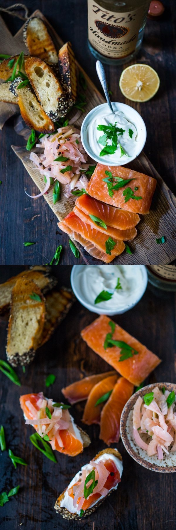 Salt Cured Salmon with Vodka, Juniper, Lemon & Rosemary