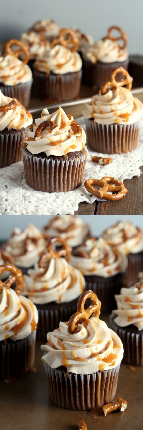 Salted Caramel Pretzel Cupcakes