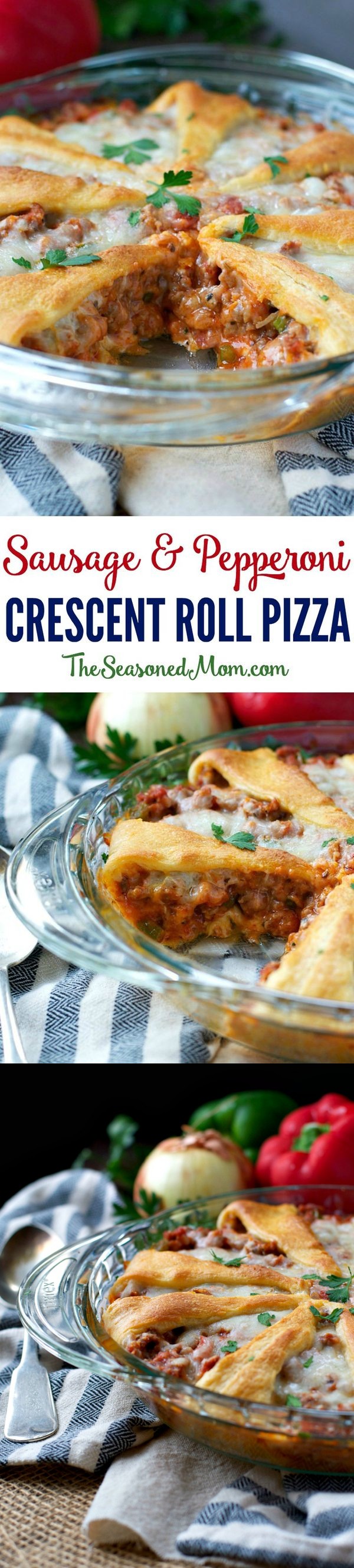 Sausage and Pepperoni Crescent Roll Pizza