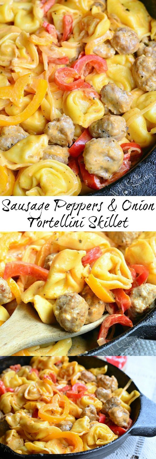 Sausage Peppers and Onion Tortellini Skillet