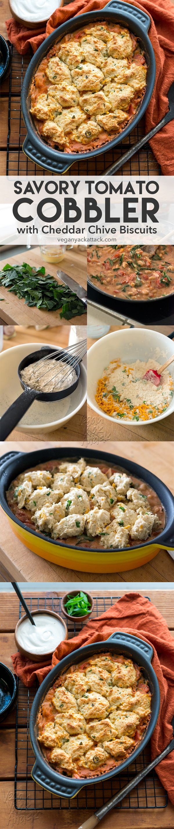 Savory Tomato Cobbler with Cheddar Chive Biscuits