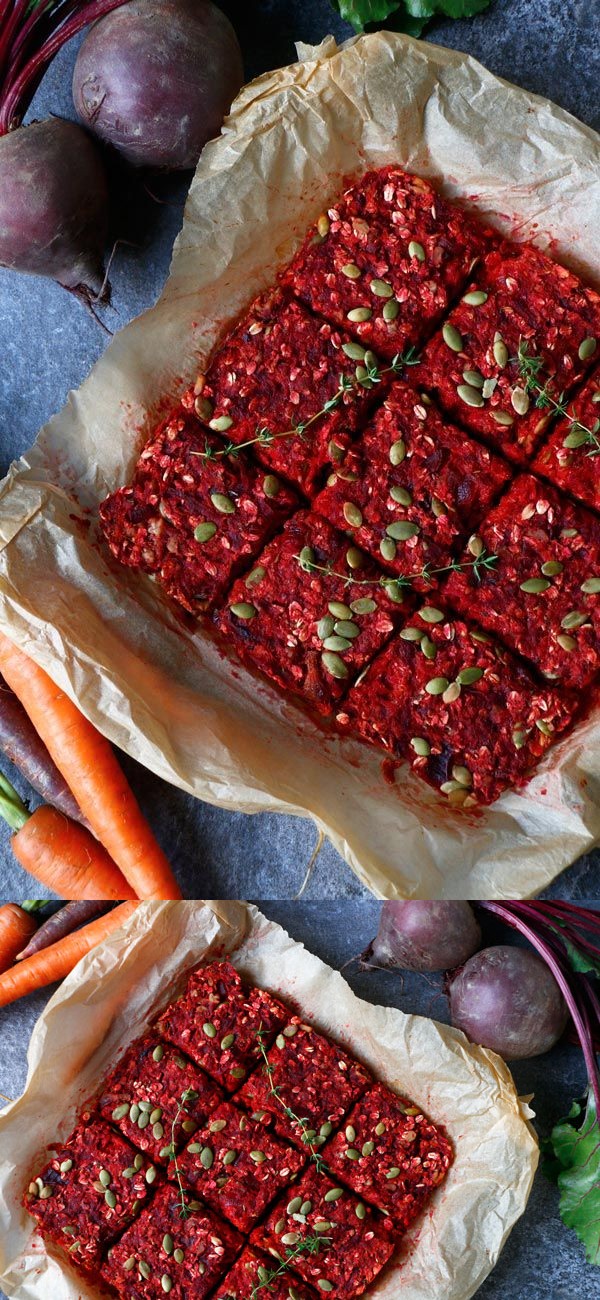 Savoury Beetroot, Carrot and Oat Bake (gluten-free & vegan