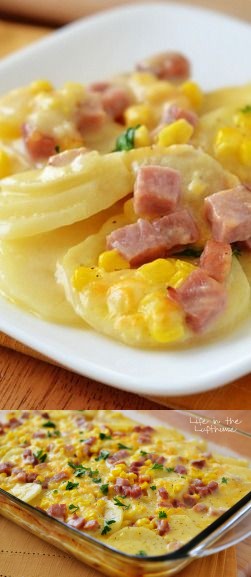 Scalloped Potatoes, Ham & Corn Bake