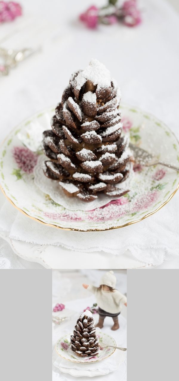 Schneeweiße Wintertorte & Schoko Tannenzapfen