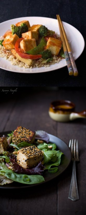 Sesame Crusted Tofu Salad with Spicy Peanut Dressing