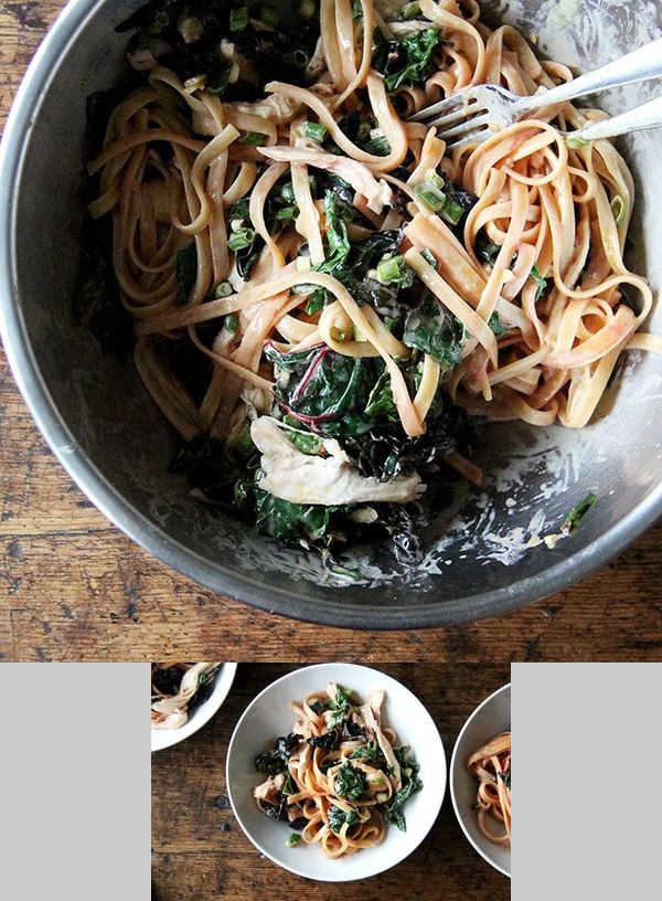 Sesame Noodles with Swiss Chard and Chicken