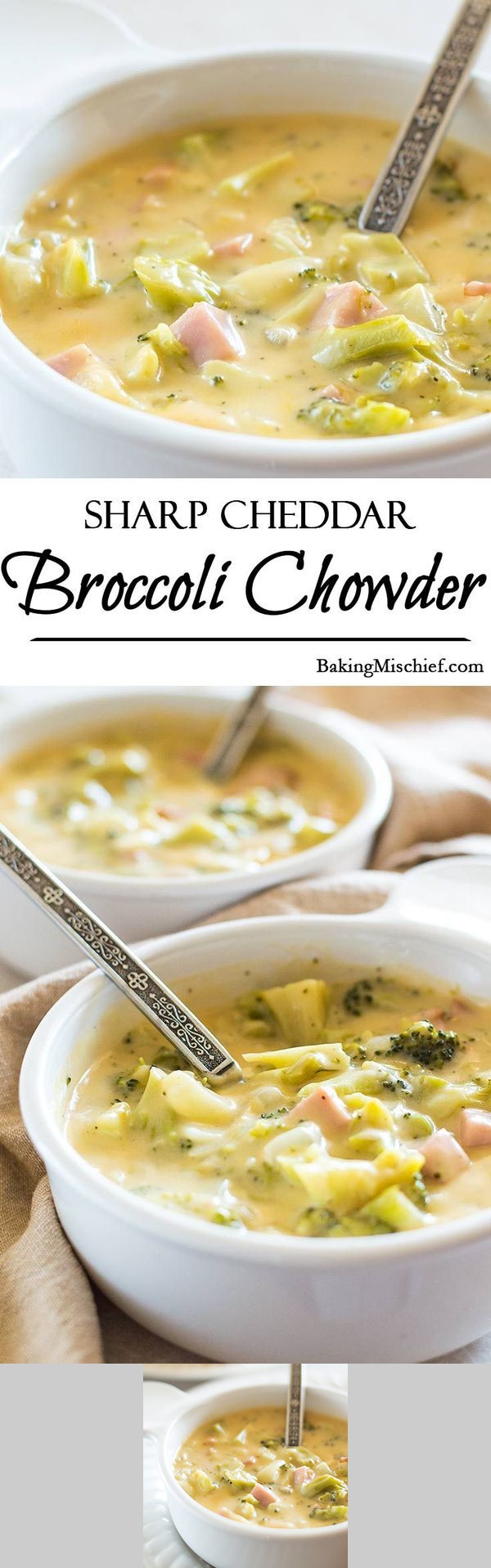 Sharp Cheddar Broccoli and Ham Chowder