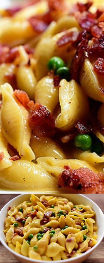 Shells & Cheese (with Bacon & Peas