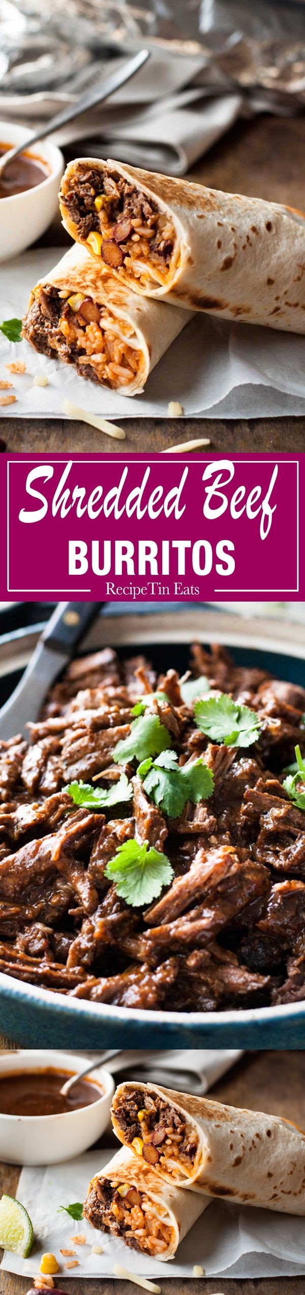 Shredded Mexican Beef Burritos (Freezer Friendly