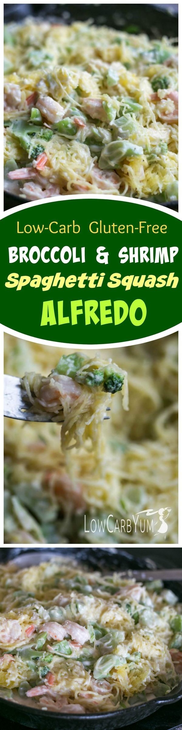 Shrimp and Broccoli Spaghetti Squash Alfredo