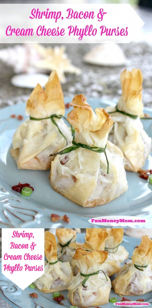 Shrimp, Bacon & Cream Cheese Phyllo Purses