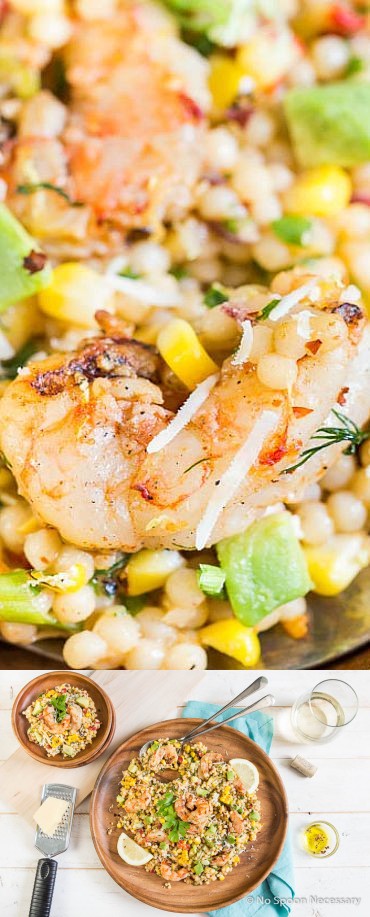 Shrimp, Corn & Summer Squash Pearl Couscous Salad