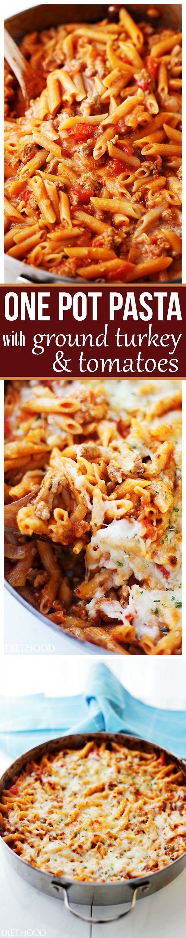 Skillet Baked Gluten Free Pasta with Ground Turkey and Tomatoes