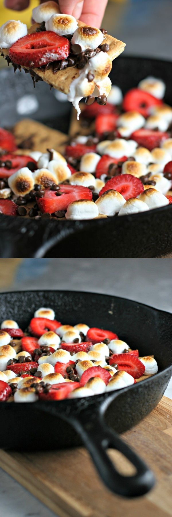 Skillet strawberry s'mores