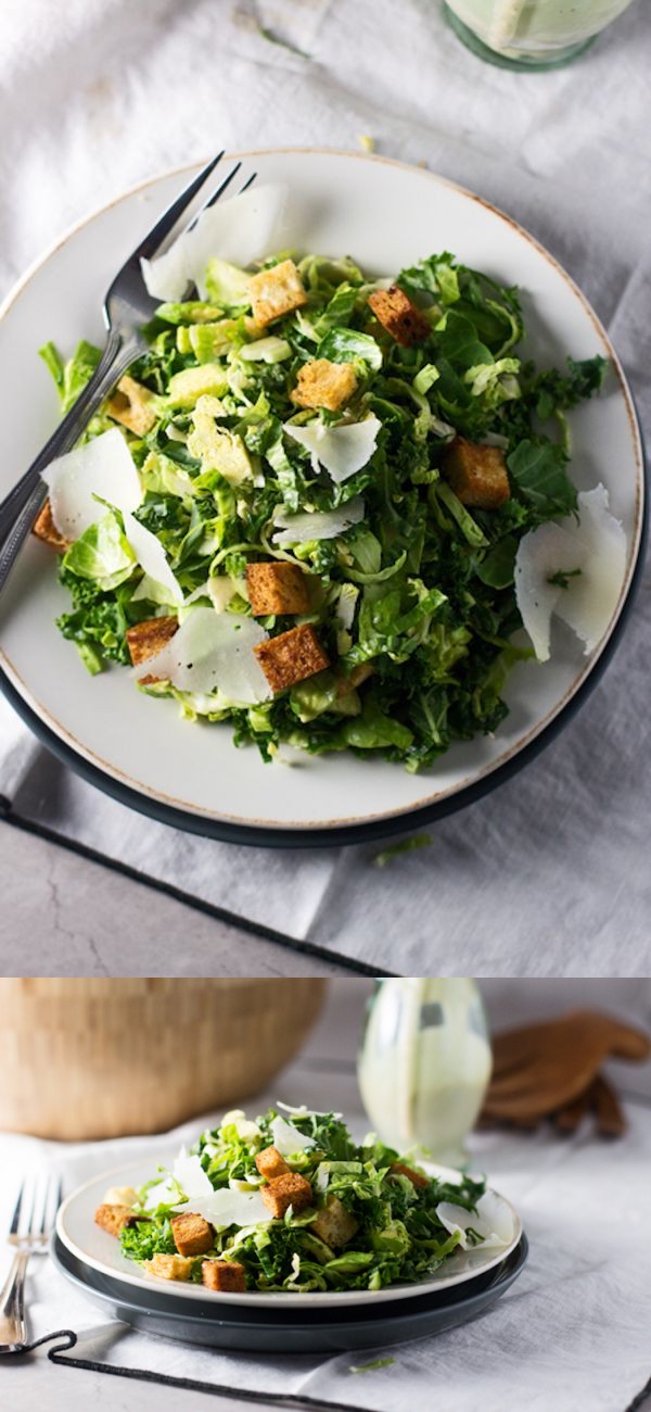 Skinny Kale & Brussels Sprout Caesar Salad