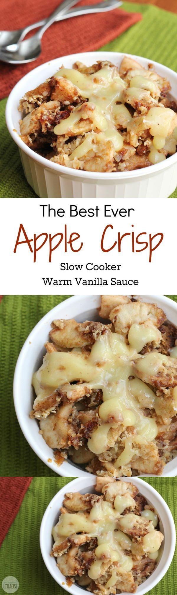 Slow-Cooker Apple Crisp with Warm Vanilla Sauce
