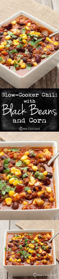 Slow Cooker Chili with Black Beans and Corn