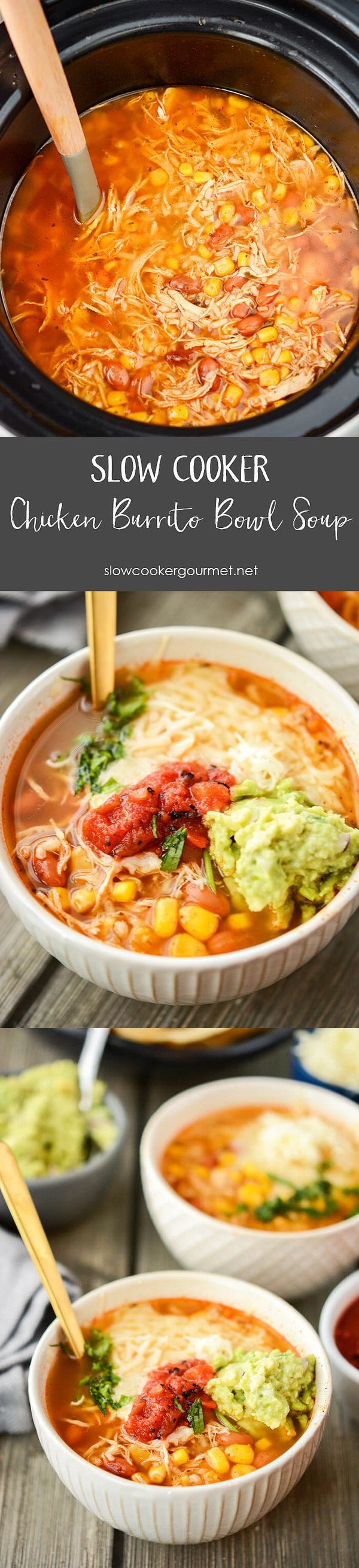 Slow Cooker Chipotle Chicken Burrito Bowl Soup