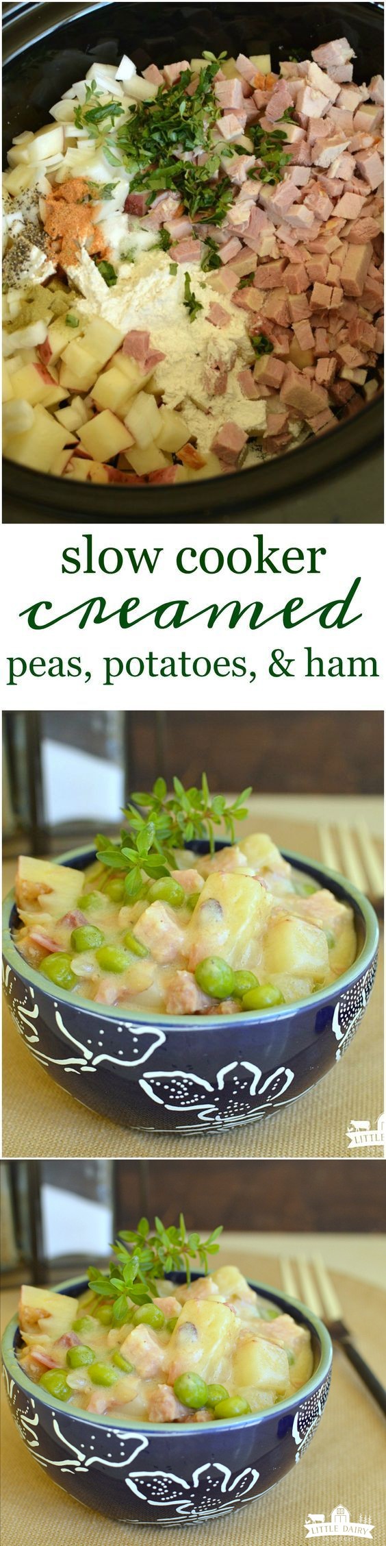 Slow Cooker Creamed Peas, Potatoes, and Ham