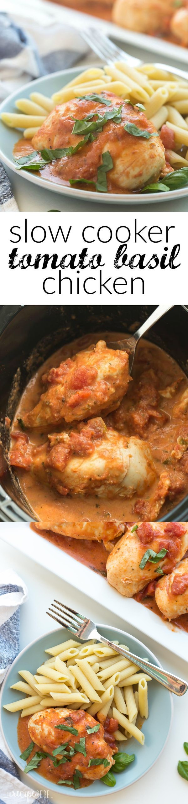 Slow Cooker Creamy Tomato Basil Chicken