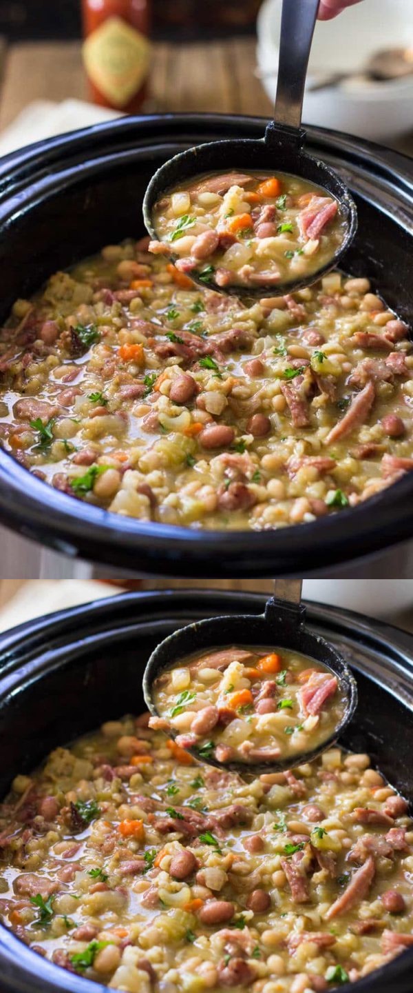 Slow Cooker Ham Bone Bean Soup