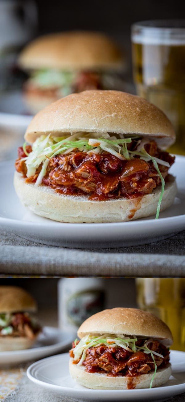 Slow cooker maple chipotle pulled chicken