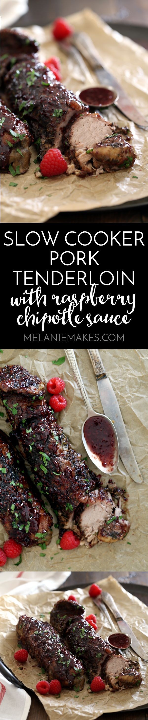 Slow Cooker Pork Tenderloin with Raspberry Chipotle Sauce