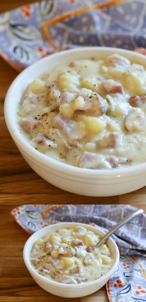 Slow Cooker Potato Ham Chowder