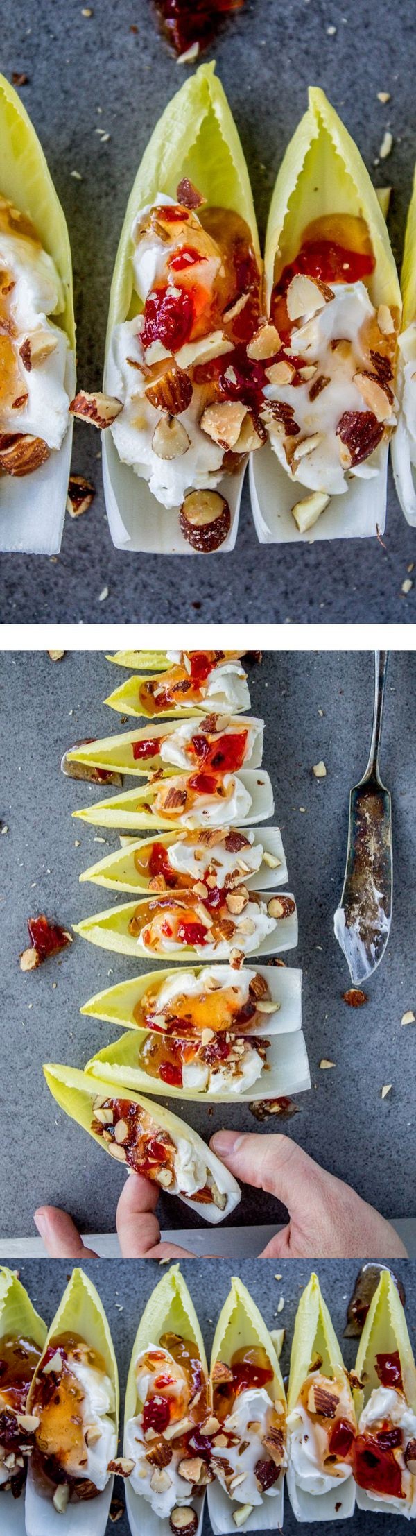 Smokey Almond Cream Cheese Endive Bites