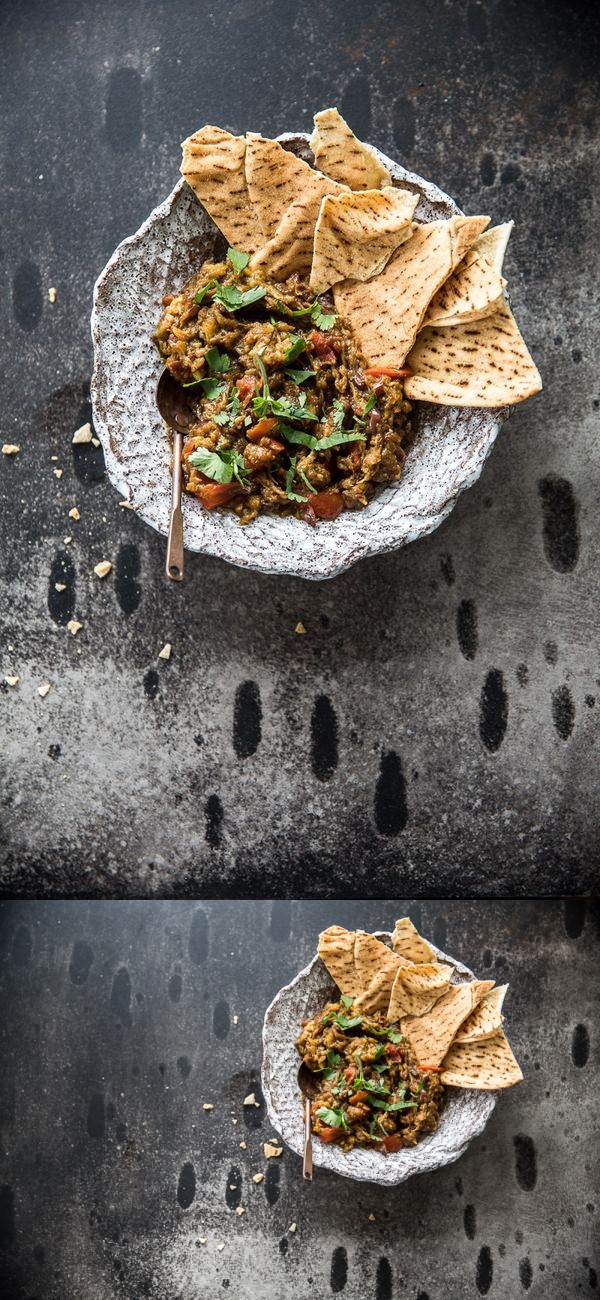 Smoky eggplant curry dip