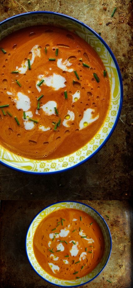 Smoky Harissa Red Pepper Carrot Soup