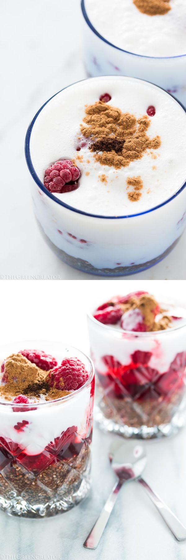 Smooth raspberry chia seed pudding