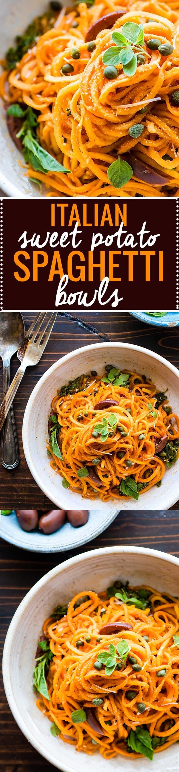 Snappy Italian Sweet Potato Spaghetti Bowls (Vegan, Paleo