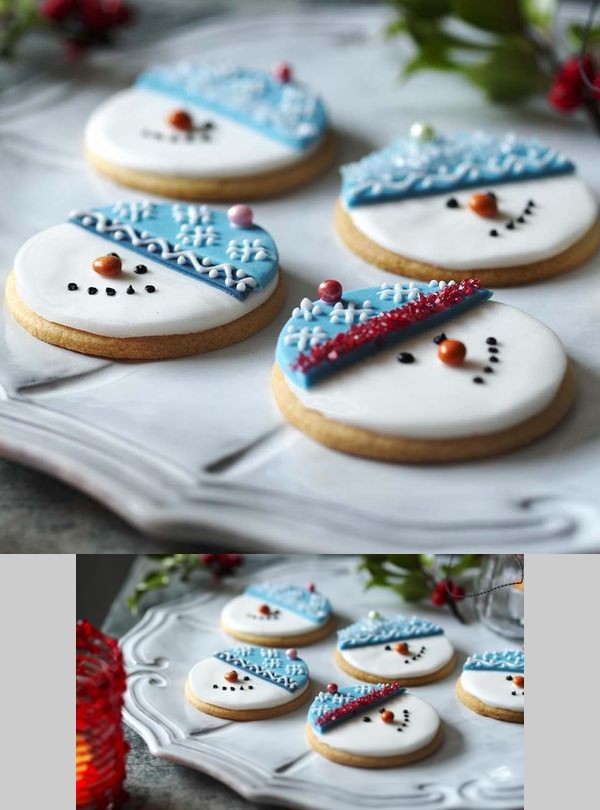 Snowman biscuits (Christmas cookies