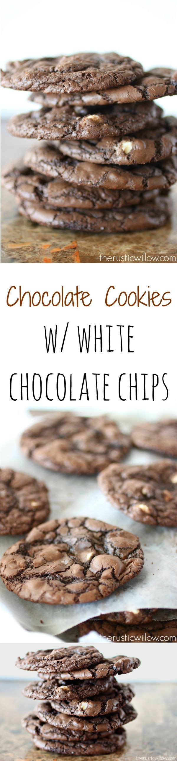 Soft Chocolate Cookies with White Chocolate Chips