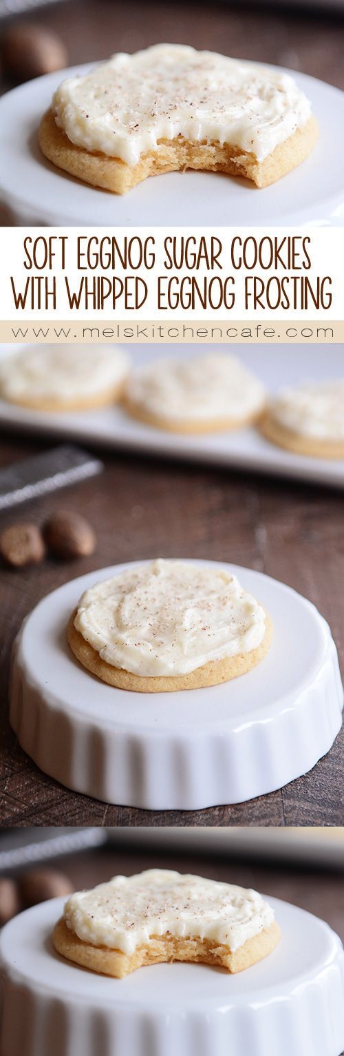 Soft Eggnog Sugar Cookies with Whipped Eggnog Frosting