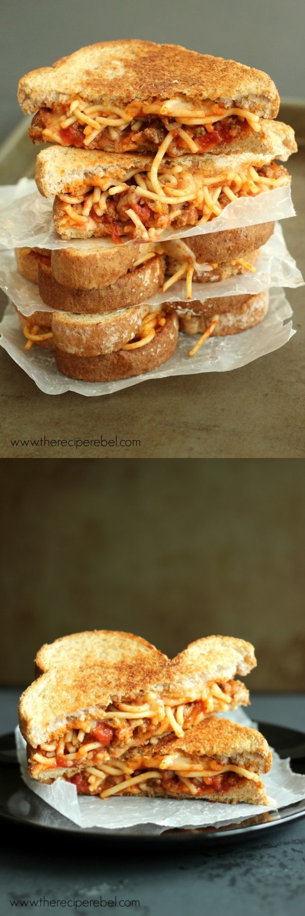 Spaghetti and Garlic Toast Grilled Cheese