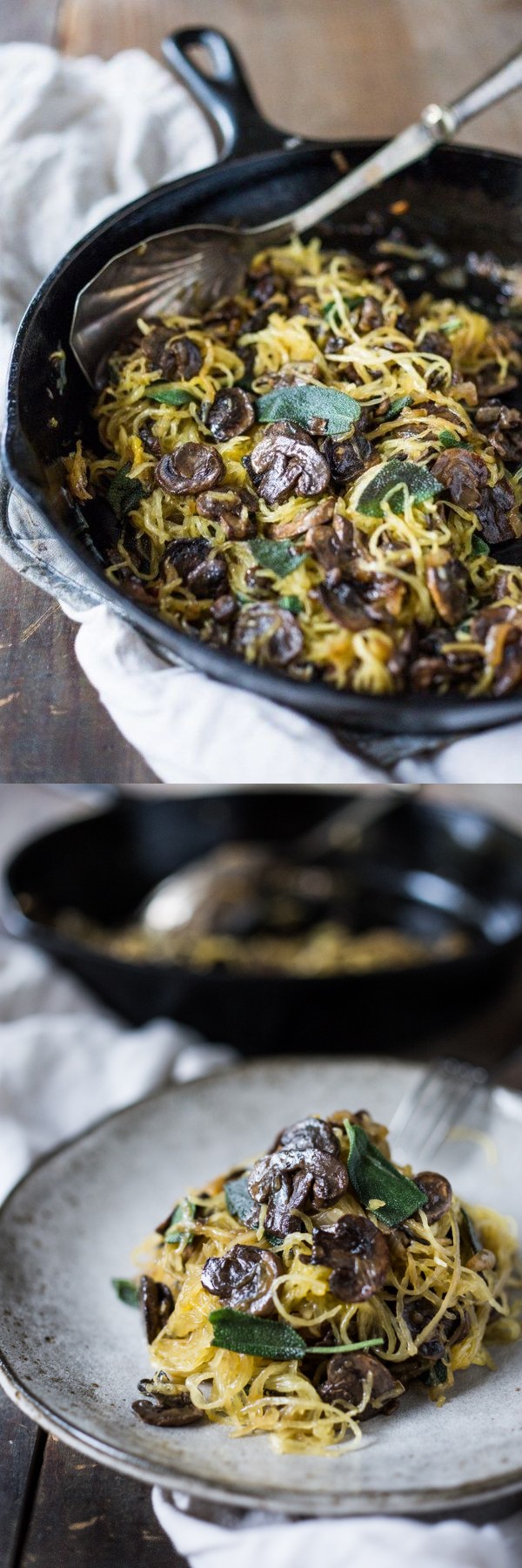 Spaghetti Squash with mushrooms and sage